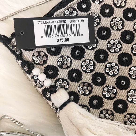 La Sera by franchi Crossbody/Clutch Blk Wht NWT - Picture 6 of 11